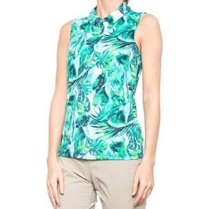 Tommy Bahama Active Sleeveless Polo Top XL Tropical Azure Lagoon Outdoor Golf